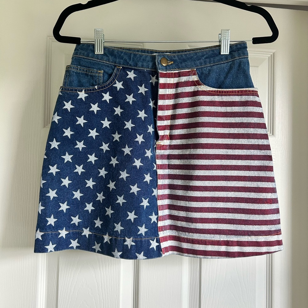 American Apparel Red White & Blue A-line Mini Skirt Casual